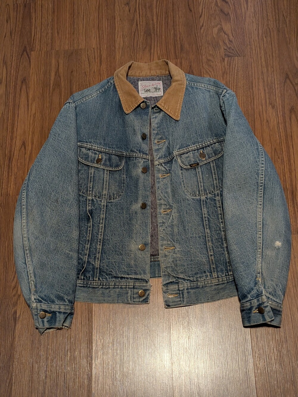 VTG 70s Lee Storm Rider Denim Jacket Blanket Lined Made In USA Distressed Mens M
